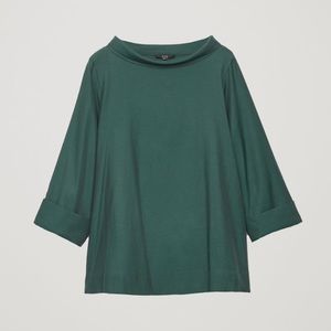 COS Folded Collar Draped Blouse - Forest Green